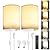 Plug in Wall Sconces,Stepless Colors 2700K-6500K & Stepless Dimming,Wall Sconces Set of Two with Remote & Switch Control,Plug in Wall Light with Timer,Wall Lamp with Plug in Cord,Bulbs Included,Linen
