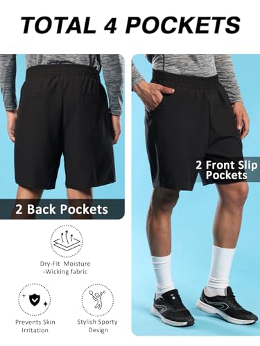 Image of CHKOKKO Men Shorts for Gym Sports or Running | Dry-Fit Fabric Single Layered Active Summer Workout Wear Knee Length Regular Fit | Elastic Waist with Front and Back Pockets