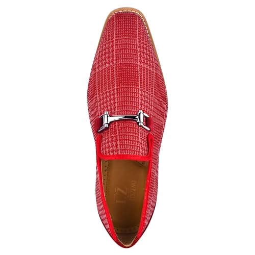 Image of LIBERTYZENO Mens Tuxedo Canvas Textile and Suede Leather Noble Loafers and Slip On Wedding Party Shoes for Easter Gift