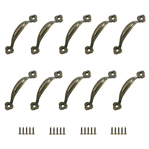 JINXM - Manijas de muebles con 10 retros, mango de puerta, mango entre ejes, de aleación de zinc, para cocina, puerta de granero, jardín, descuento cajón de armario de madera (80 mm)