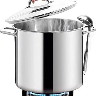 HOMICHEF Large Nickel Free Stainless Steel Stock Pot with Lid (28 cm, 15 Litre) - Mirror Polished Stock Pot 15L with Lid - Heavy Soup Pot Large Cooking Pot with Lid - Healthy Cookware Induction Pot