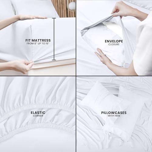 Image of Utopia Bedding Queen Size Sheet Set - Bulk Pack of 10 Bed Sheets Set - Soft Brushed Microfiber - Deep Pockets - Shrinkage & Fade Resistant - Easy Care (White)