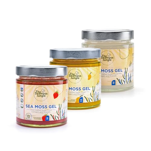Sea Moss Family Bundle – 3 Sea Moss Gel's (Golden, Erdbeere, Mango) – Jeweils 500 ml – Natürliches Superfood für Immunsystem, Energie & Verdauung