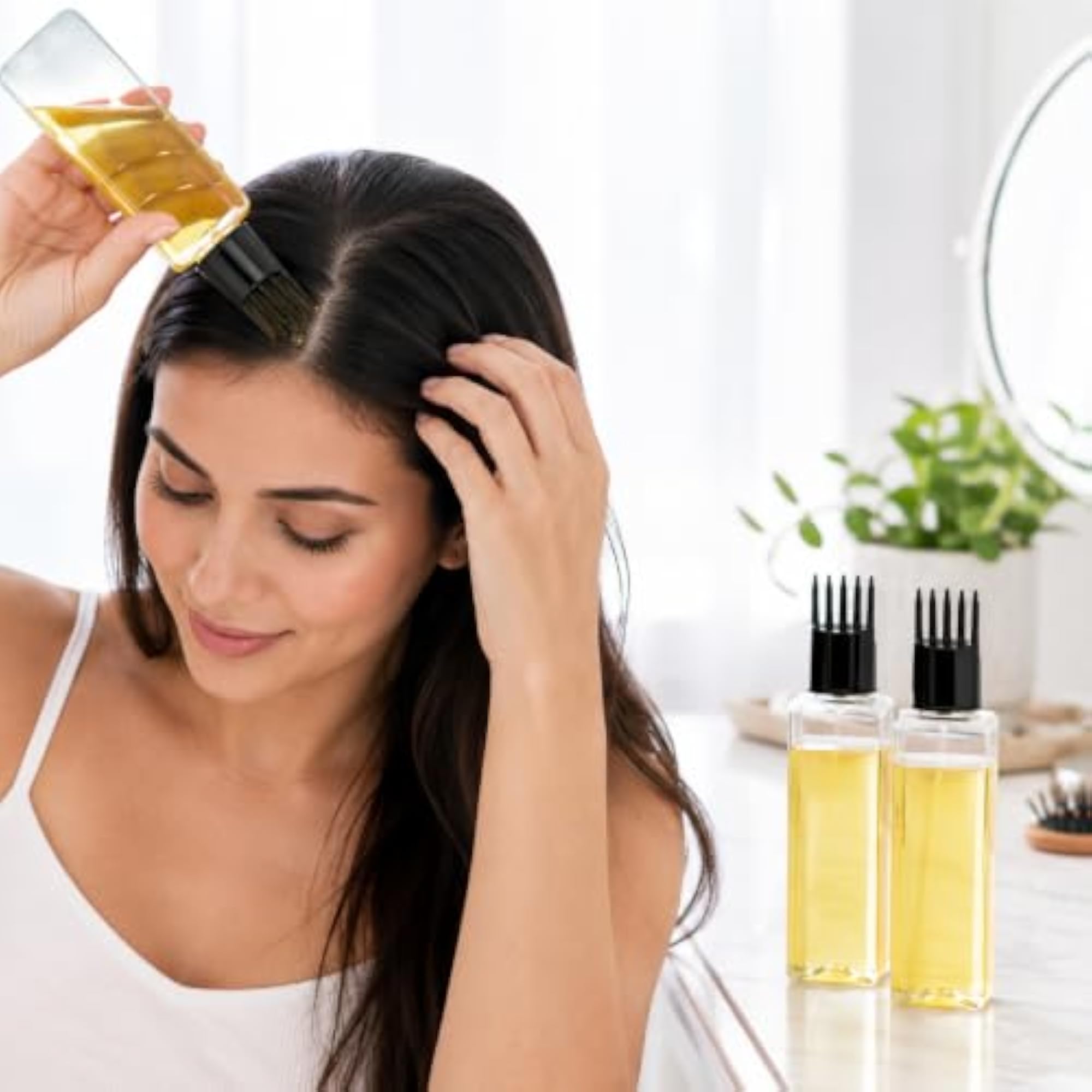 2Pcs 100ml Empty Hair Root Comb Applicator Bottles