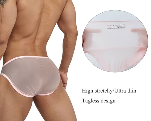 Men's Sexy See Through Underwear Low Rise Bugle Pouch Bikini Briefs2