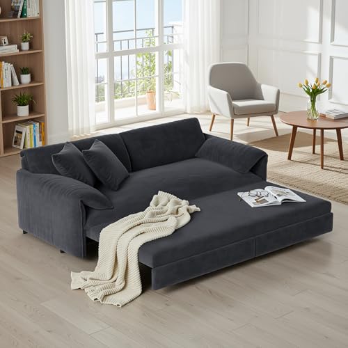 Homy Casa 66" 3-in-1 Convertible Sofa Bed, Queen Size Pull-Out