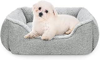 JOEJOY Dog Beds Small Washable - Cosy Puppy Bed Soft Fleece Plush Calming Dog Bed - Rectangle Breathable Cat Sofa Dog Bed Small | Medium | Large Mattress Mat For Pet, Light Grey, 20in