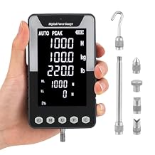 1000N Digital Force Gauge Push Pull Gauge with USB Output, 3.9 Large Screen, N/Kg/Lb Units, Calibration Certificate for Lab Tension Compression Load Plug Destructive Test EF-1000N