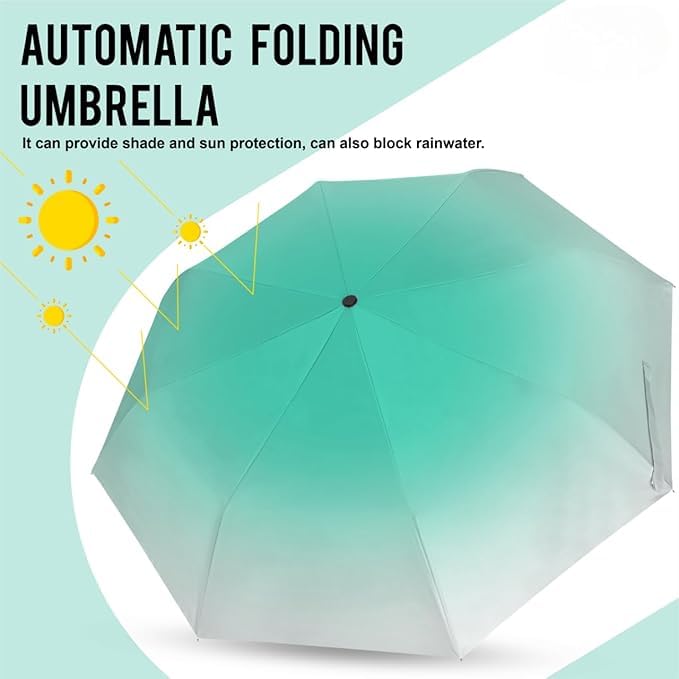 Image of TEKCOOL Umbrella, UV Big Size Umbrella for Sun Protection Rain Windproof Strong large 3 fold for men women kids boys girls Perfect small & stylish Windproof & Compact(Green)