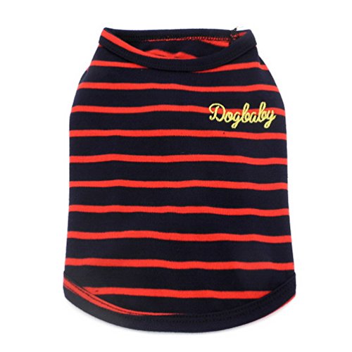 Selmai British Stripes Small Dog Tshirt Summer Puppy Clothes For Small Medium Dogs Boys Males Cat Cotton Tee Pet Shirt Yorkie Chihuahua Apparel #TOP5