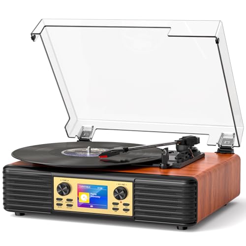 Bluetooth Record Player Built-in Speakers, USB to PC