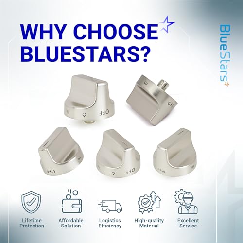 BlueStars [Upgraded] W11159630 W11023139 Surface Burner Knob Control Knob Compatible with Whirlpool Gas Range - Replaces KIP 5T09 AP6284486 4813782 PS12347845 - Stainless Steel - Pack 5 by BlueStars - Image 9