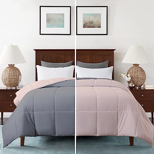 Image of Razzai Restful Sleep Microfiber Summer Season Ac Reversible Comforter 220 GSM (90 inch x 90 inch Inches /228cm x 228cm) - Queen Size Comforter|Silver /Peach|