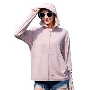 Sun Hoodie UV Protection – Comfy UPF 99+ Sun Jacket w/Long Sleeve, Zipper, Pocket for Hiking, Running, Cycling