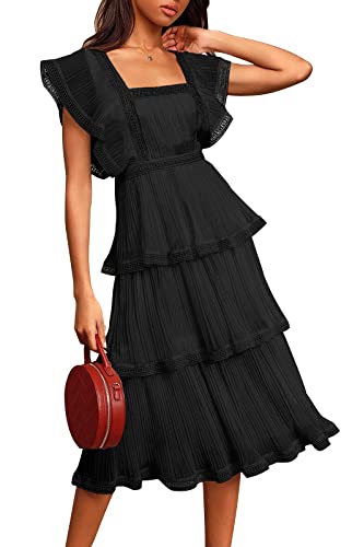 Image of Womens Summer Ruffle Maxi Dress Tiered Chiffon Wedding Guest Cocktail Dress | ETCYY Summer Dresses,Ruffle Dress,Maxi Dresses,Boho Floral Dress,Wedding Dresses,Beach Vacation Dress,Spring Dresses