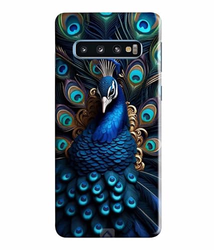 Image of Printed Hard Back Case Cover & Compatible for Samsung Galaxy S10 | Peacock Vector Art (Multicolor) - D1206