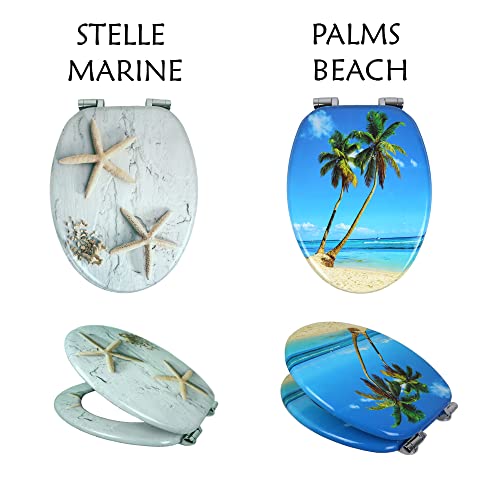 Ogomondo Sedile Wc Copri Water Universale Frizionato Colorato Fantasia Mdf Chiusura Rallentata - 8
