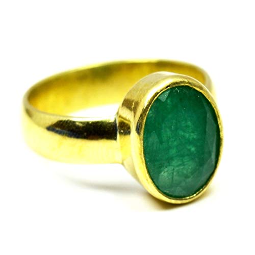 Bague mixte ovale émeraude naturelle en alliage anneau homme femme