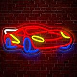NeusWonder Car Neon Sign for Wall Decor, Led Dimmable Racing Car Neon Light Up Sign, Racing Neon Light, Led Sports Signs for Kids Bedroom Boys Room Playroom Man Cave Bar Birthday Gifts