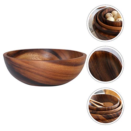 HEMOTON Wooden Bowl Salad Bowl for Rice Soup Pasta Mixing Ice Cereal Snacks Serving Bowl Size XL, Assorted Colours, 24 x 7,5 cm - Image 2