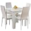 White Marble Table+4 White Pu Chair
