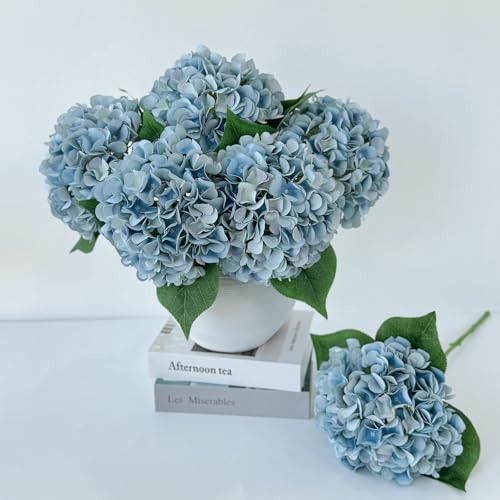 ZYTUYO 5 Pcs Light Blue Silk Hydrangeas Artificial...
