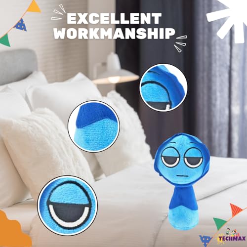 Image of Customized Text Blue Scarf Sprunki Plush Toys