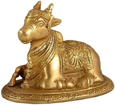 Vrindavan shopi Astadhatu Made Nandi/Maha Shiv Nandi Brass Idol for Home Temple Pooja 300gms