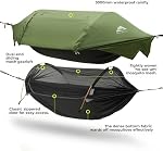 Tente de camping Hammock avec Mosquito Net & RainFly, 3 en 1 Imperméable Léger Portable Sleeping Hammock Bug Backpacker Voyagez en dehors de l'équipement avec sangle d'arbre balançoire, pour l'expédition de Patio Randonnée