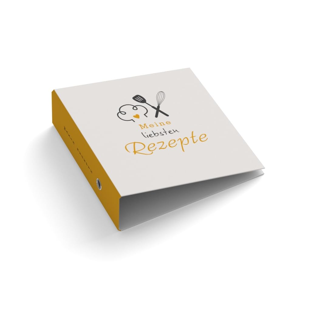 Ringordner | Ordner | Wunschtext personalisiert | Meine liebsten Rezepte | Mit Griffloch | für DIN A4 | 7,4 cm breit | Köchin | Mappe | Kochbuch | Hobbykoch