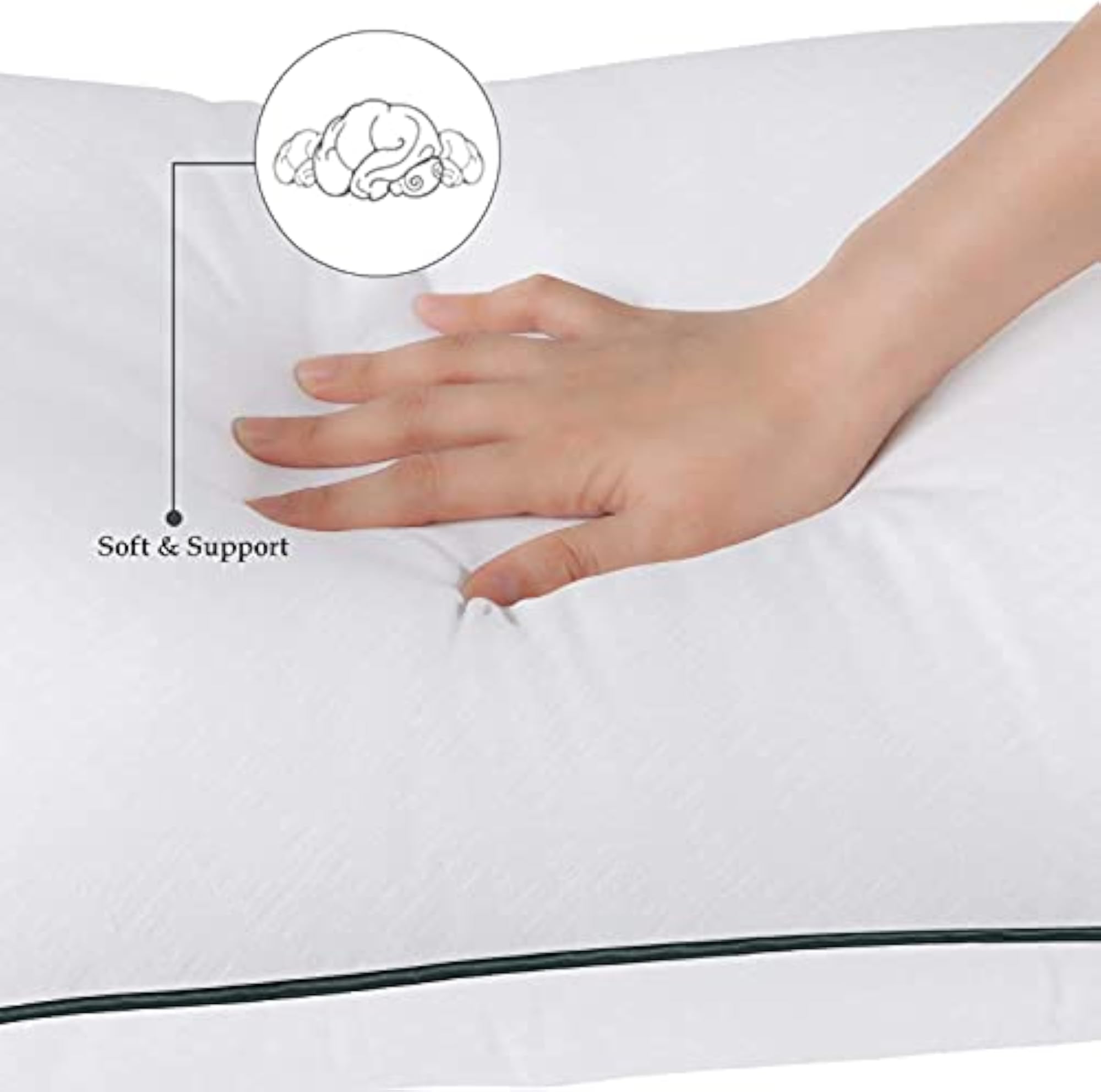 Rectangular Pillow Set of 2, 20x30 Inches, Soft Plush Fiber