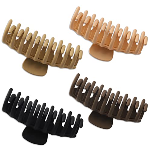 Rayyl Lot de 4 Grandes Pinces à Cheveux Antidérapantes 11 cm - Griffe pour Cheveux épais - Accessoires de Coiffure pour Femmes et Filles