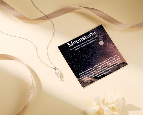 925 Sterling Silver New Beginnings Moonstone Pendant Necklace Moon Necklaces Jewelry for Women Birthday Mother’s Day Christmas Graduation Gifts for Women Mother Daughter4