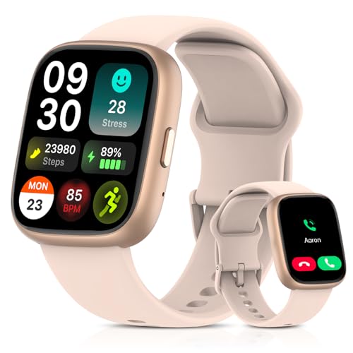 EchoByte - Smart Watch for Men Women, 1.83" HD, Alexa Built-in, Bluetooth 5.3 Calls & Notifications, IP68 Waterproof Fitness Tracker/Heart Rate/SpO2/Sleep Monitor for Android iOS (Pink) - -79%