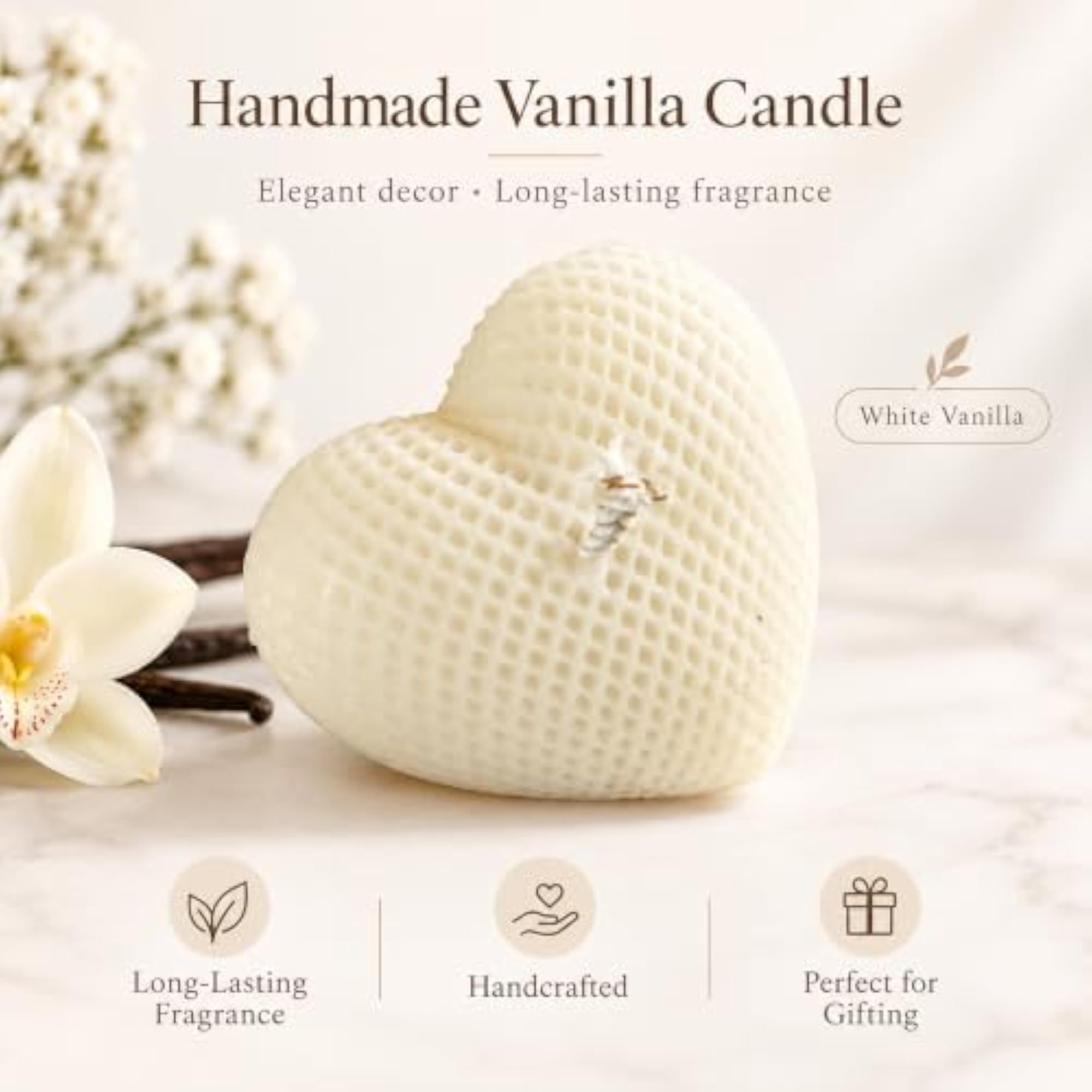 Heart Shaped Decorative Candles with Textured Grid Pattern