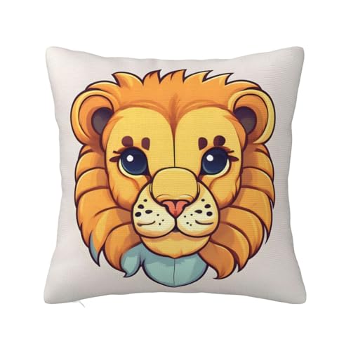 Cartoon Cute Little Lion Cushion Pillow Cover, Sofa Cushion Cover, Square Cushion Pillow Cover, 16