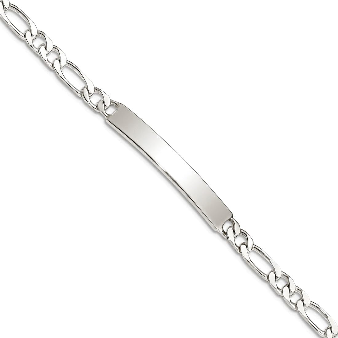 JewelryWeb 925 Sterling Silver Polished Engraveable Figaro Link ID Bracelet Lobster Claw 4mm Wide Identification Bracelet for Women