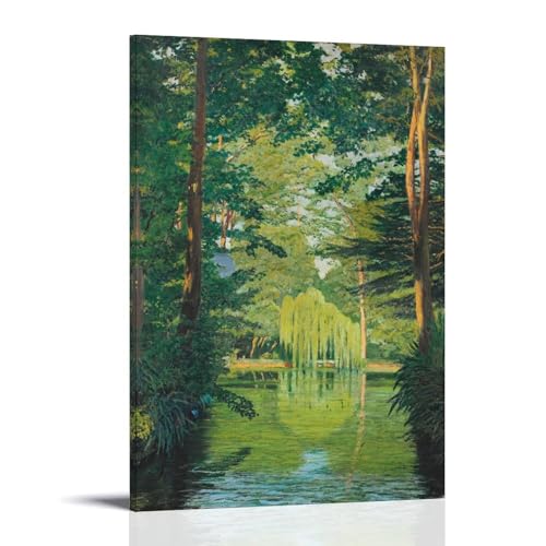 Santiago Rusiñol Impresiones artísticas impresionistas para pared, Parc Badés, Arbúcies, lago escénico y árboles, póster de paisaje para habitación, impresión estética, pintura de pared, lienzo