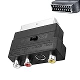 Yowfond Commutateur péritel vers 3 prises RCA femelles IN/Out + adaptateur audio S Video S VHS AV Noir pour une transmission optimale de l'image et du son