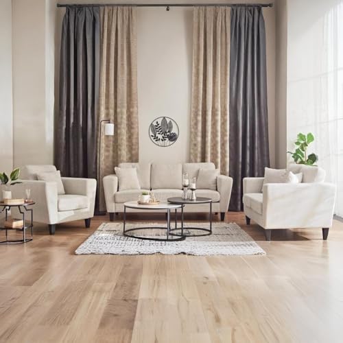 Image of Cathy 6 Seater Sofa Set (3+2+1, Beige) | Fabric Sofa 6 Seater 3 2 1 Seater Sofa for Home Living Room Bedroom Office | 1 Year Warranty