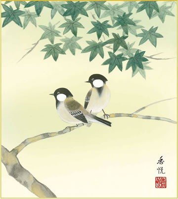Amazon.co.jp: 四季絵色紙4枚セット-花鳥四趣（新絹本）SIK-001