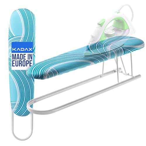 KADAX tabla y planchar para camisas 53 x 13 cm, base de espuma 5 mm, funda extraíble, plegable para mangas, UE (blanco)