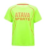 JEATHA Jungen Sportshirt Laufshirt Kurzarm Sportoberteil T-Shirt Sommershirt Rundhals Sweatshirts Freizeitshirt Schnelltrocknendes Training Shirt Fluorescent 110-116