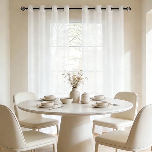 Cortinas visillos antiarrugas para ventanas de dormitorio difíciles de planchar 2