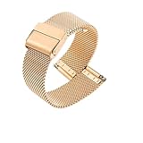 EDVTK35 18mm 19mm 20mm 21mm 22mm 23mm 24mm Nuovo nero milanese cinturino in metallo cinturino con perno a sgancio rapido(Gold,24mm)