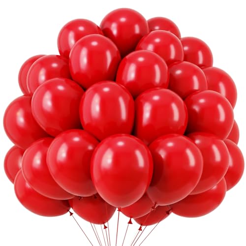 RUBFAC Red Balloons 120pcs 12 Inch 2026 International Football Game Decor Birthday Graduation Anniversary Wedding Garland Arch Party Decorations