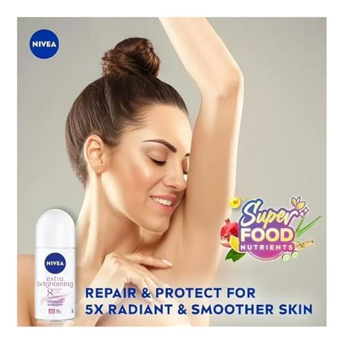 NIVEA Extra Brightening Flavor, Roll-On Deodorant, Alcohol-Free, 48HR Odor Protection, 50ml, 1.69oz, Pack of 3 - image 5