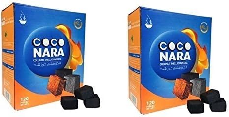 Coco Nara Hookah Shisha carbón natural, 2pk-coconara, Paquete de 2, 1