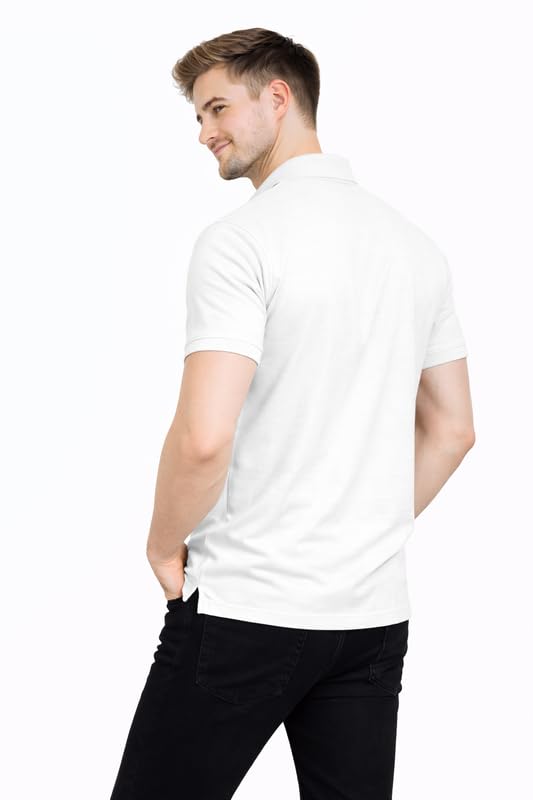 Image of SMAN Polo Neck T-Shirt Pack of 3 for Men & Boys | Half Sleeve Collar Tee with Pocket | Premium Spun Matty Fabric | Casual & Office Wear | Sizes M to 2XL | FX PO3 MCR LMN WHT