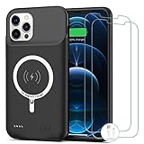 Battery Case for iPhone 12 Pro Max, [12000mAh] Enhanced Portable Protective Qi Wireless Charger Case Battery Pack with CarPlay Wireless Charging Case Compatible for iPhone 12 Pro Max (6.7 inch)-Black